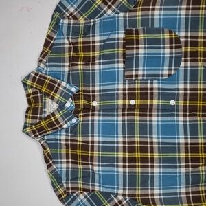 J Crew Indian Madras Cotton Short Sleeves Button Down Shirt Plaid Size M Preppy